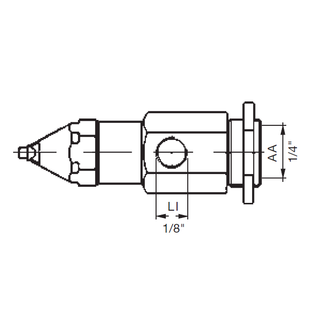 Ultrasonic air and liquid nozzle atomiser style B body type. PNR UK Ltd