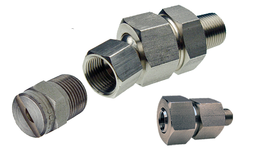PNR ZRA style metal swivel joints for spray nozzles.